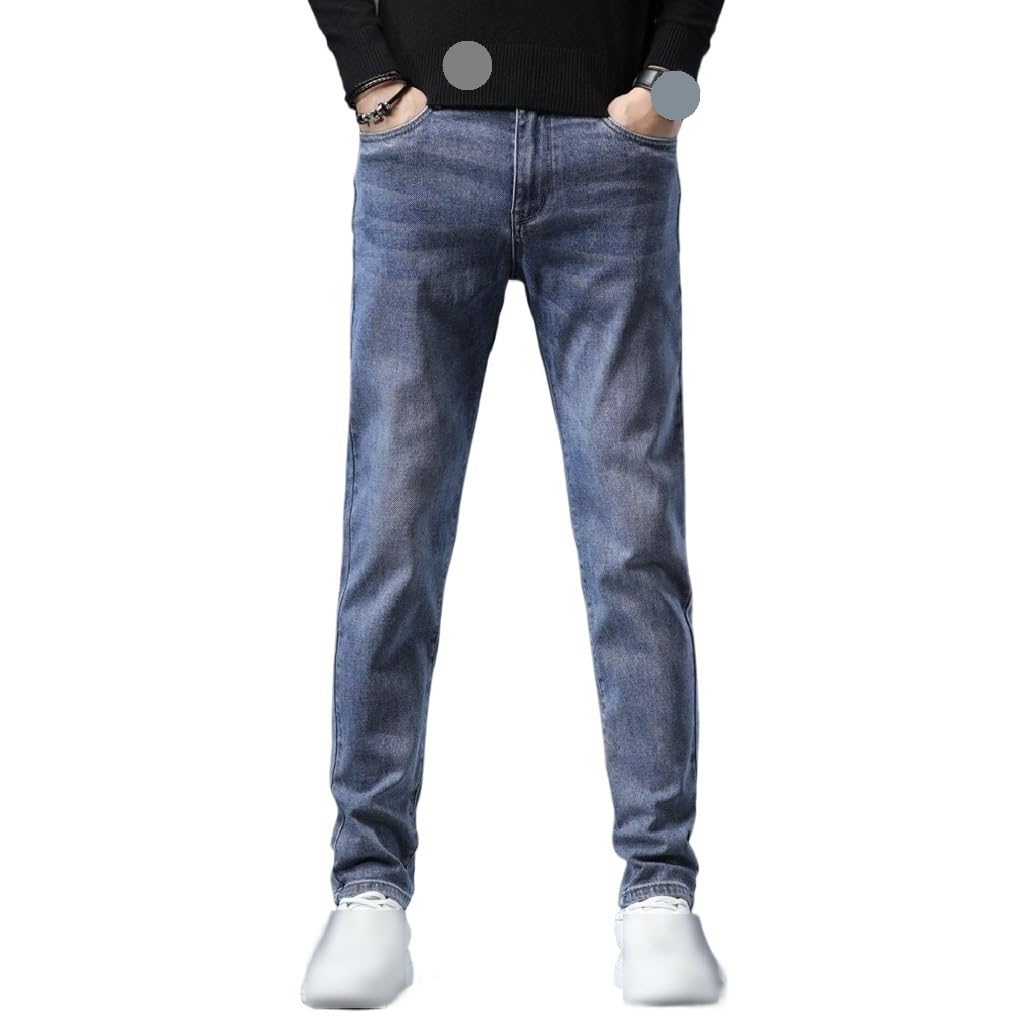 Mens Classic Jeans Regular Fit Business Casual Stretch Denim Pants Male Trousers