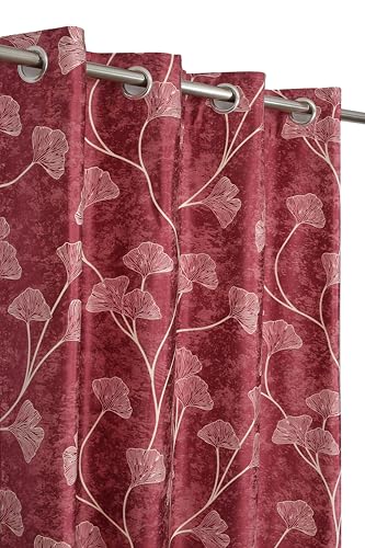 Image of Exporthub Glossy Shine 3D Floral Digital Printed Maroon Colour Long Door Curtains 9 feet Long Set of 2 Pc, for Living Room and Bedroom (EHSPR068 94)