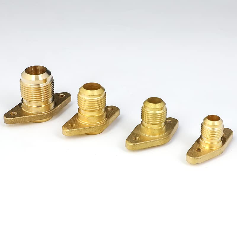 Brass Air Conditioner Forged UNF Male Thread to Welding Flange Base Valve Seat Flare Connecting Pipe Fitting Adapeter (Thread Specification: 7I16-20 UNF)
