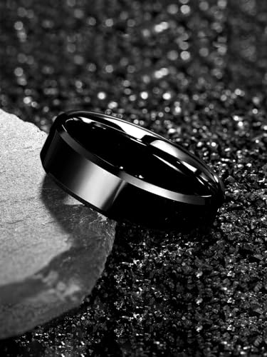 Image of Yellow Chimes Black Rings For Men | Pack of 1 Stainless Steel Men Ring | Single Toned Black Finger Ring for Boys | Ideal Gift For Men and Boys