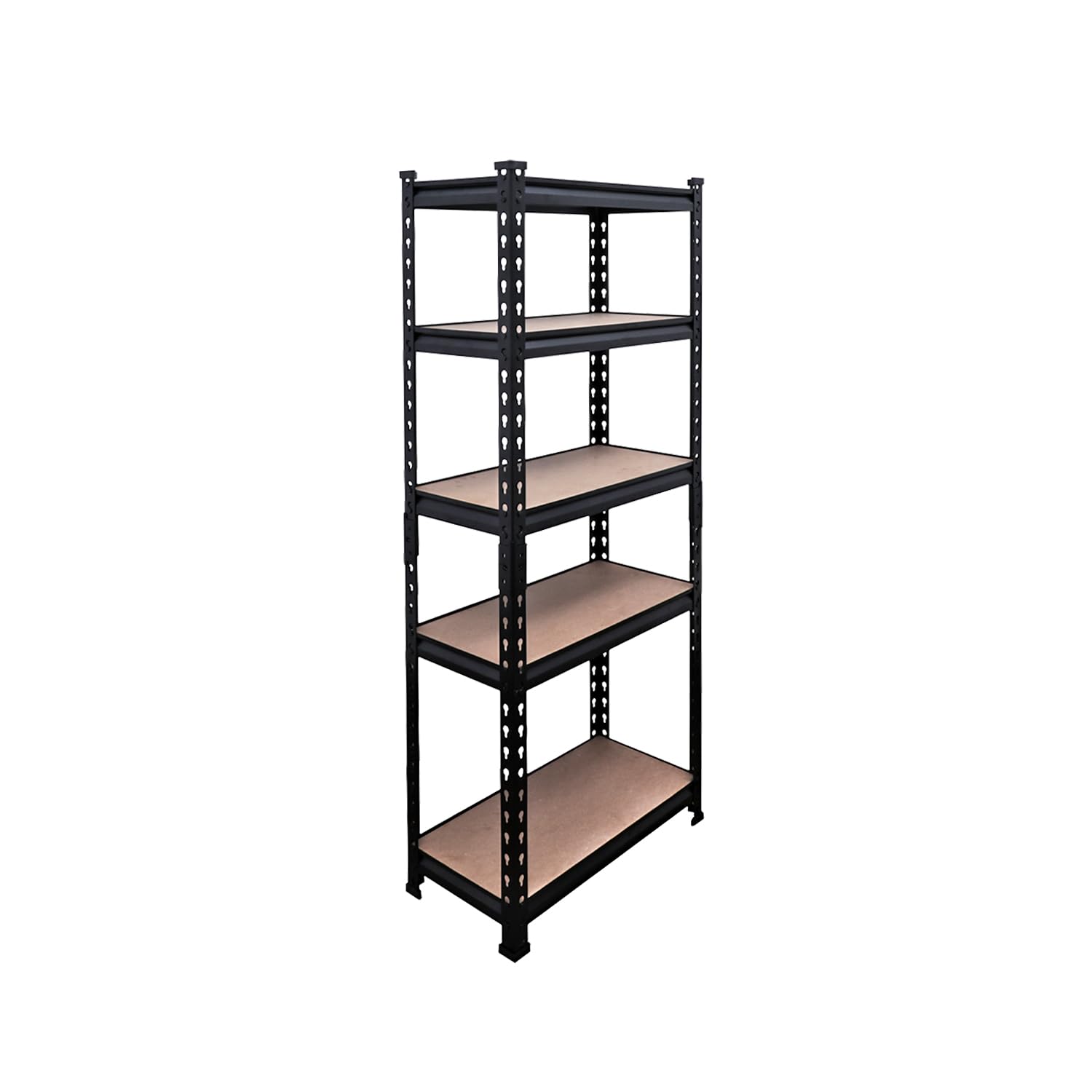 BonKaso Adjustable Set of 5-Shelf Metal Storage Shelving Unit, Steel Bootless Rivet Utility Display Rack Garage Shelves,54 Inches Height(54 X 24 X 12 Inc) Black