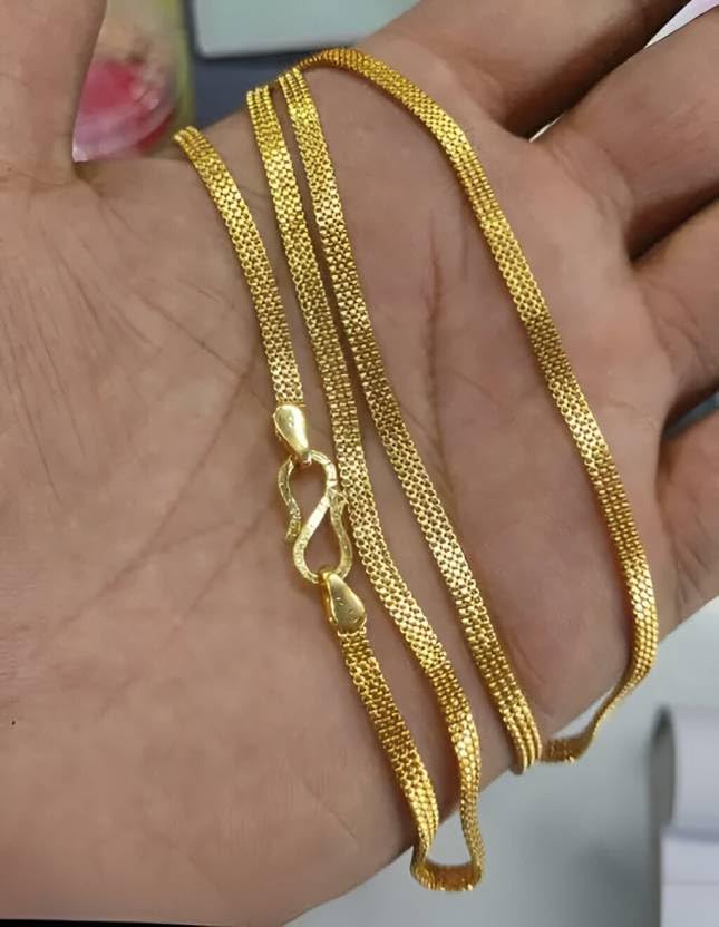One gram Stylish Golden Neck woman and men Chain “24” Inches Gold-plated Chain_D734-picture-12