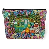 jeilink Hippie Gifts Makeup Bag Funny Hippie Van Hippie Decor Stuff Retro Camper Car Travel Toiletry Bag for Women Best Friends Grandma Mom Sister Coworker Nurse Camping Birthday Christmas Retirement