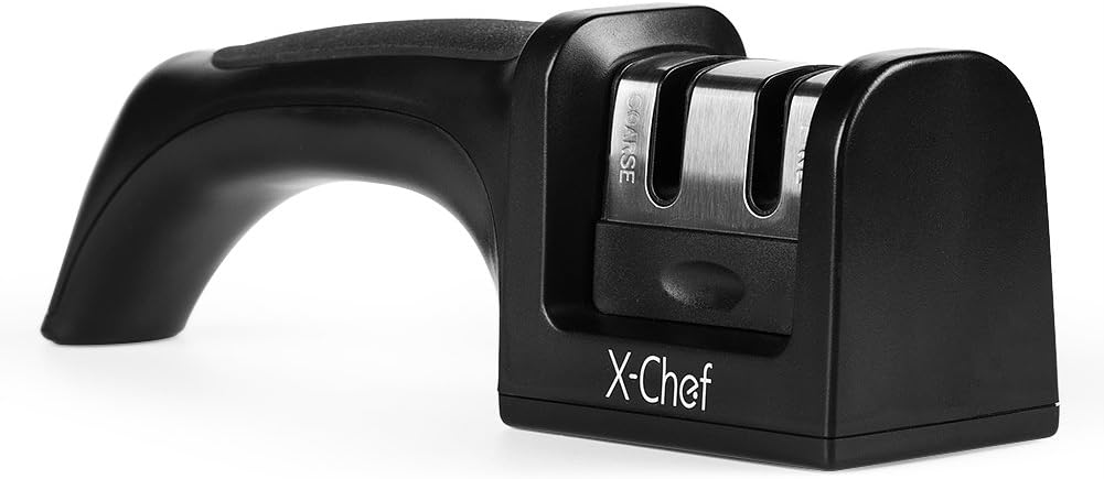 Knife Sharpener, Edge Pro 2 Stage Sharpening System Kit Blade Nife Sharpener for Kitchen Chefs, Black