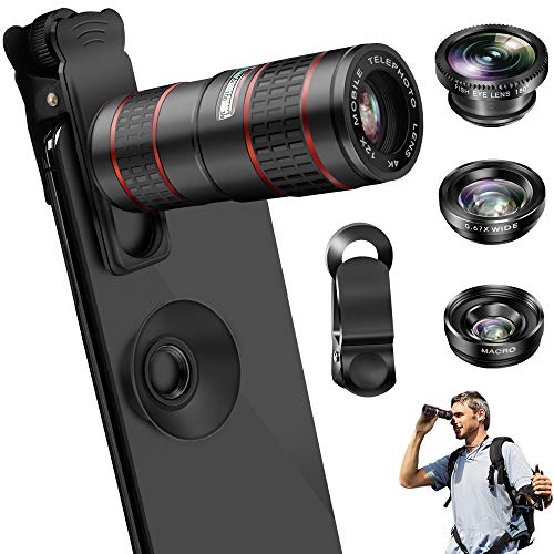 Phone Camera Lens, OYRGCIK 5 in 1 Phone Lens Kit 12X Zoom Telephoto