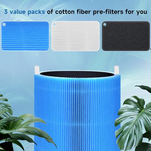 Image of 3 Sets Blue 411 Replacement Filters Compatible with Blueair Blue Pure 411 Air Purifi-er