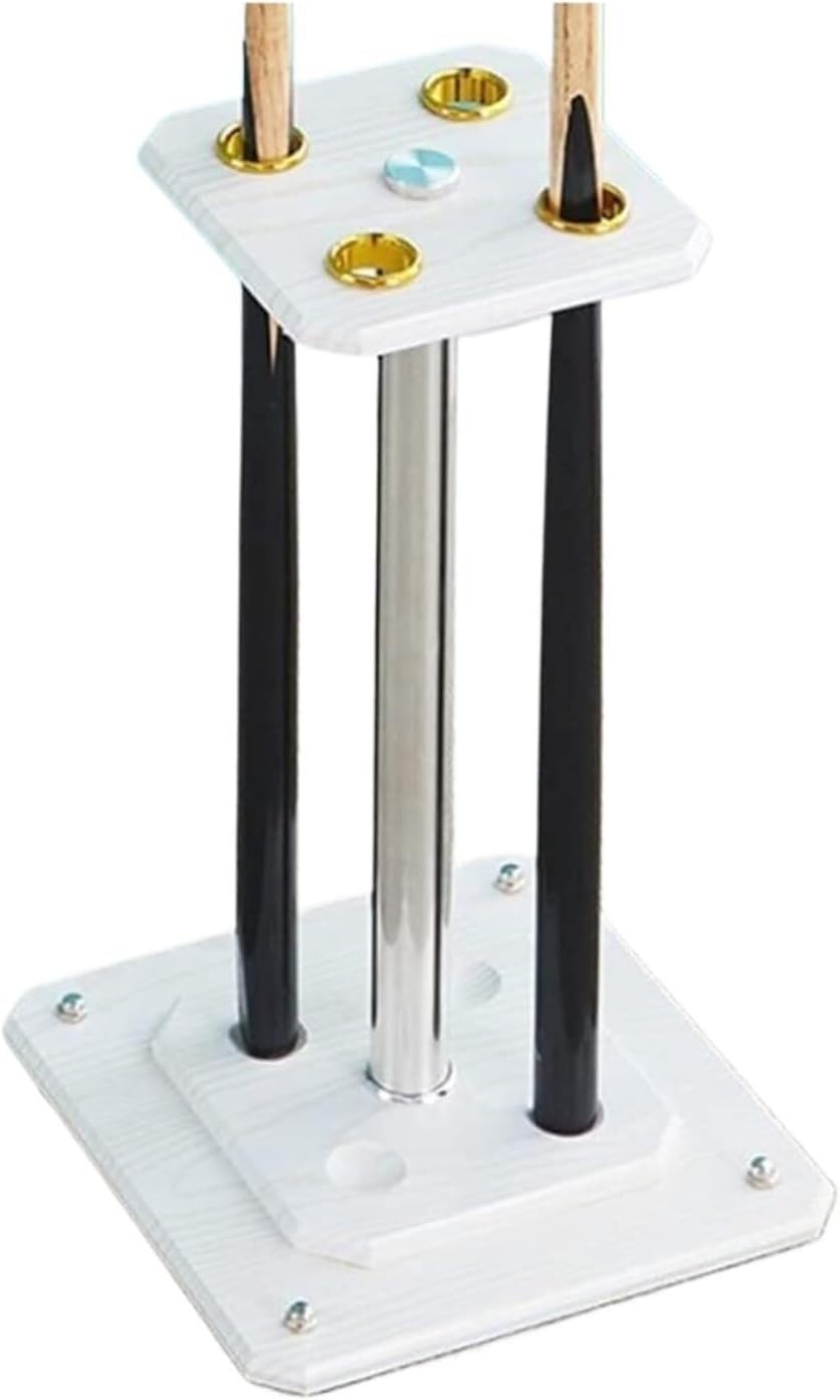 Stylish Wooden Billiard Cue Rack Stand – Holds 4 Pool Cues, Easy Assembly, Stable & Compact Design with Rubber Protection (White)