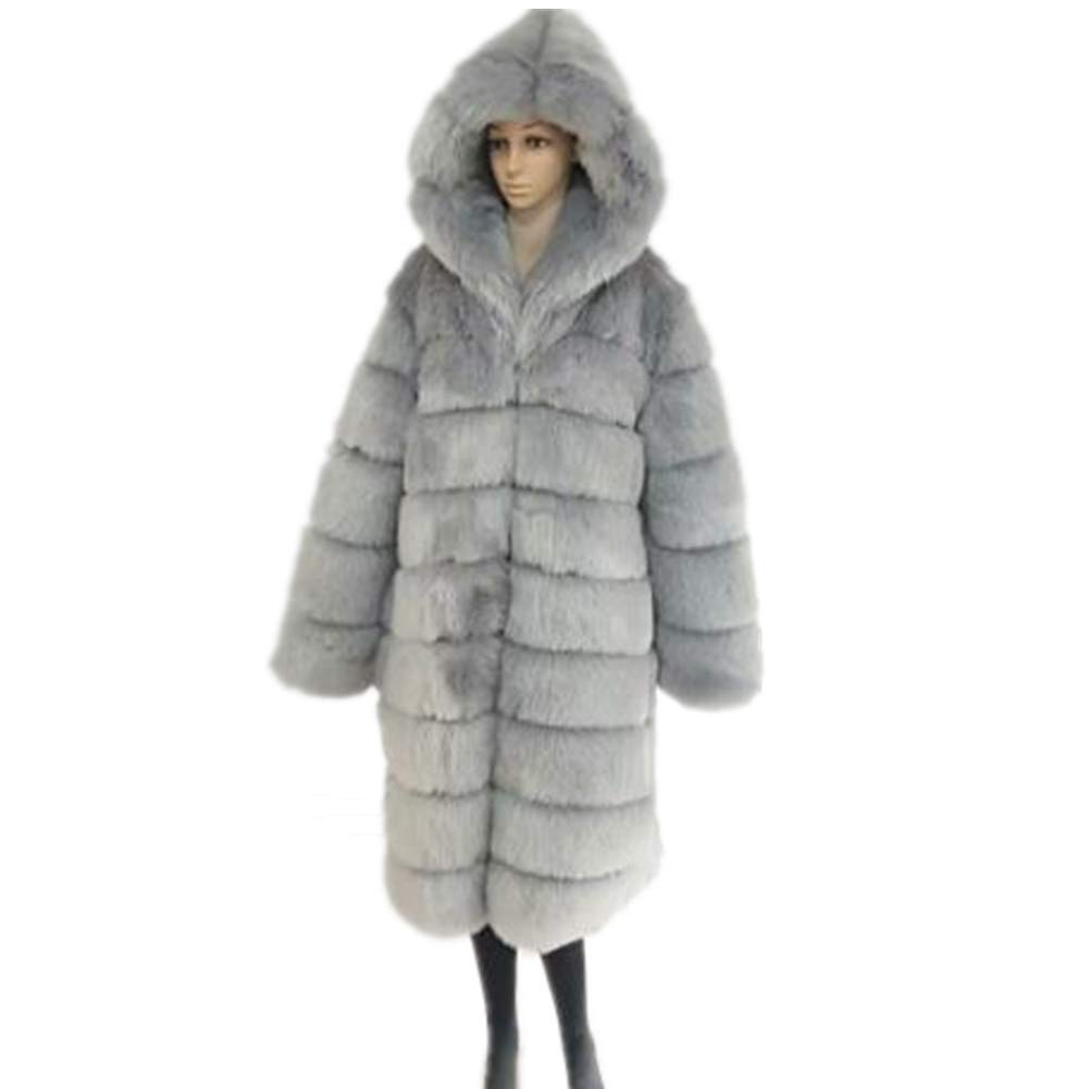 Womens 7XL Thick Faux Fur Coat Big Hooded Parka Overcoat Winter Long Sleeve Coat Jacket