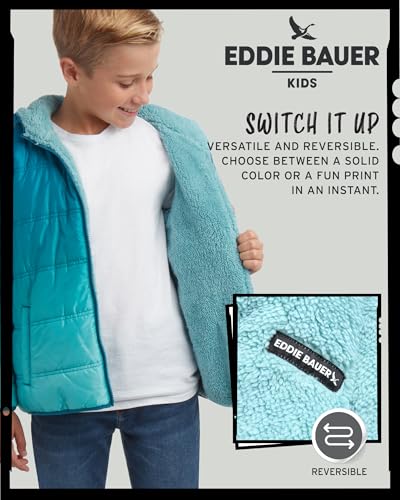 Image of Eddie Bauer Boys' Reversible Jacket - Waterproof Lightweight Fleece Lined Hooded Puffer Coat - Boys Outerwear Jacket (5-20)