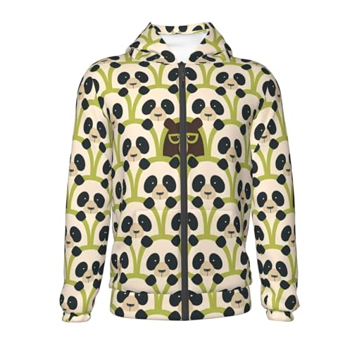 Brown Bear in Panda Kids Pullover Hoodies Boys Zip Up Sweatshirts Girls Athletic Clothes with Pocket2