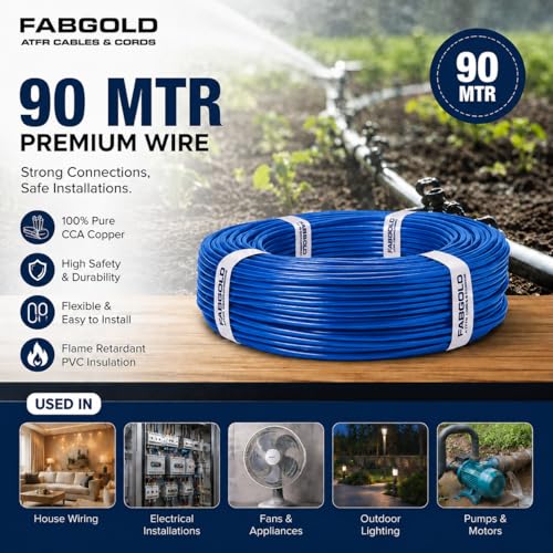 Image of 2.5 sqmm Single Core Copper Electrical Wire, 90 Meter (Blue) | Heat Resistant & Flame Retardant (FR) | Lead-Free LSH House Wire for Home & Industrial Use
