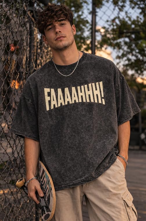 Image of boffi ... 100% Cotton Oversized T-Shirt Unisex Drop Shoulder Dye Washed Street Look Black Pack of 1