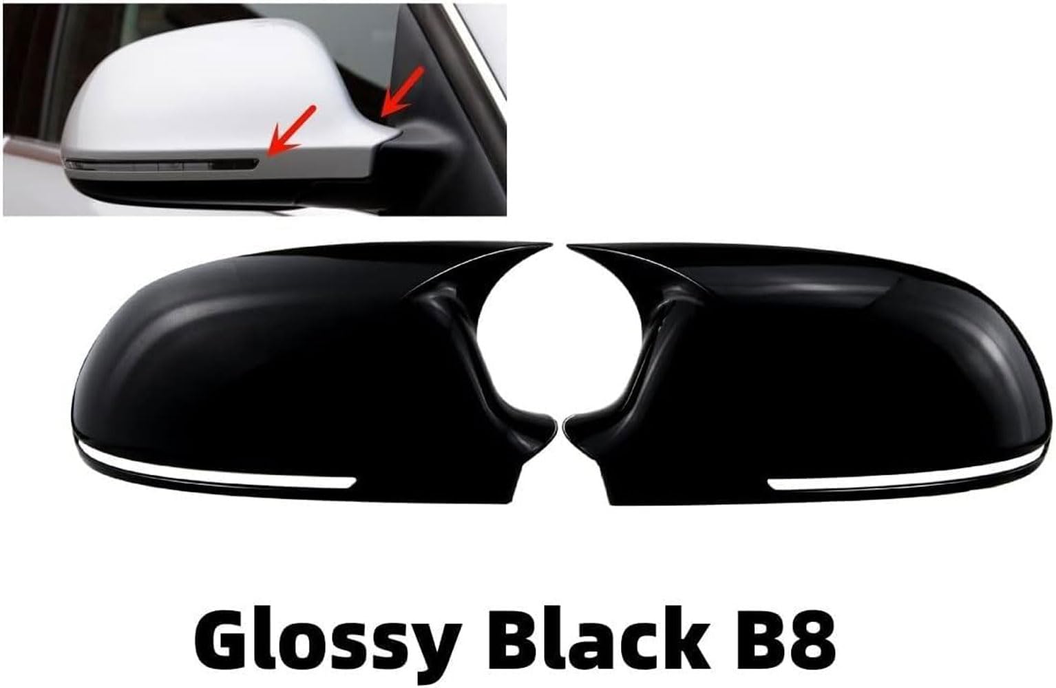 Coche Cubierta Espejo Retrovisor para Audi A3 8P A4 A5 B8 B8.5 Q3 A6 C6 4F S6, Tapa de Espejos Retrovisores Izquierdo Derecho Reemplazo Accesorios,A/Glossy Black-b8