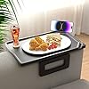 Couch Arm Tray Table Sofa Arm Clip Table,Armrest Tray Table Suitable for Home Drinks/Fast Food/Fruit Etc, Large Size Multi-Function Table Couch Arm Table Black (Black+Dual Phone/Tablet Stand)