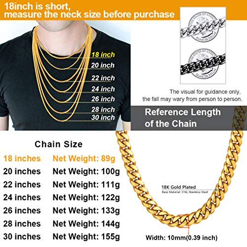 Mens Gold Chains Cuban Neckace Stainless Steel 10Mm 18 Inch Mens Gifts For Dad #TOP4