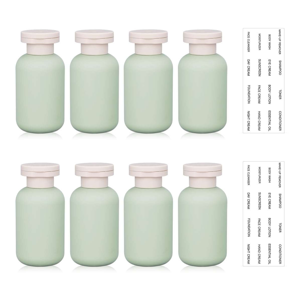 3.4 oz Plastic Small Travel Shampoo Bottles, Refillable Flip Cap Squeeze Bottles for Toiletries, Leakage-proof Travel Shampoo and Conditioner Container (8 pack)