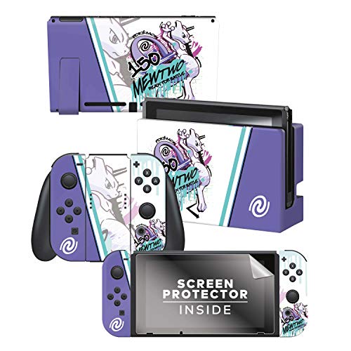 Controller Gear Officially Licensed Nintendo Pokémon Switch Console Skin "Mewtwo Skate Set 1"