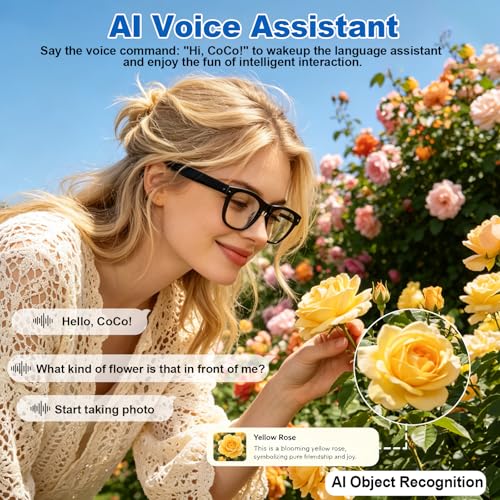Image of AI Smart Glasses with 8MP Camera, 1080P Video Recording, Real-Time Translation, AI Assistant & Object Recognition, Photochromic Lenses, Bluetooth 5.4 Calls & Music, IP65 Waterproof, 7-8Hr Battery