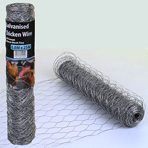 Marko Fencing Chicken Wire Mesh Fencing Rolls Netting Garden Outdoor Galvanised Cage 25mm/50mm (600mm x 50mm x 20G x 25M)