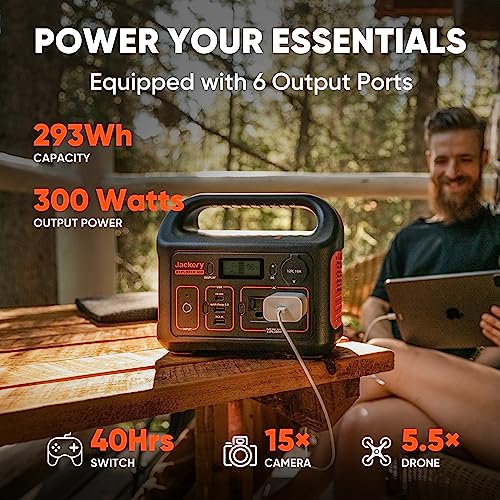 Jackery Solar Generator 300, 293Wh Backup Lithium Battery with 1XSolar Panel SolarSaga 100W, 110V/300W Pure Sine Wave AC Outlet for RV Outdoors Camping Travel Blackout - Image 3