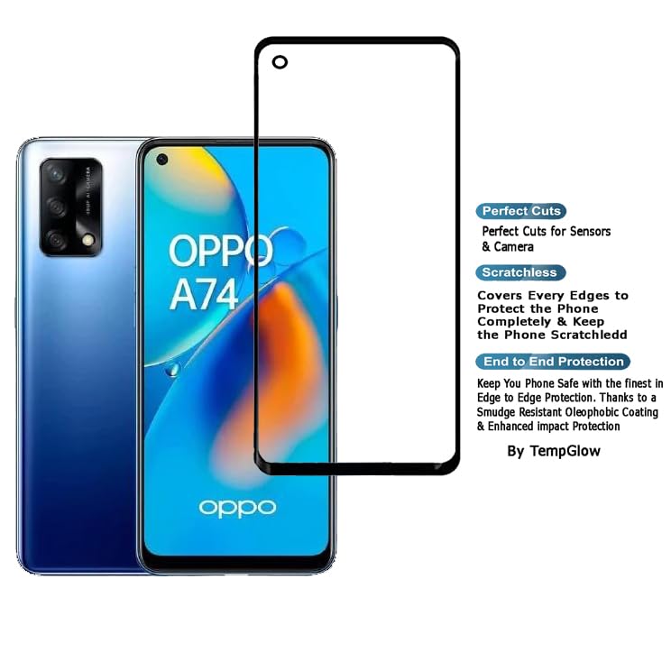 Image of Screen Protector for Oppo A74 4G (Black) Tempered Glass Edge-to-Edge 6D Screen Guard With Installation Kit