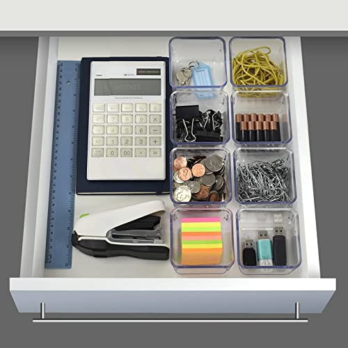 Image of 4 Pcs Clear Plastic Drawer Organizer Trays, Versatile Vanity Drawer Storage Bins, Customize Layout Organizer For Makeup Cosmetics And Bathroom Vanity