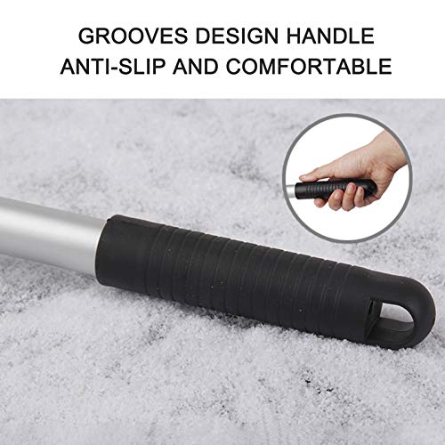 Zwbfu Pá de gelo telescópica raspador de neve com pá em forma de arco Liga de alumínio de rotação de