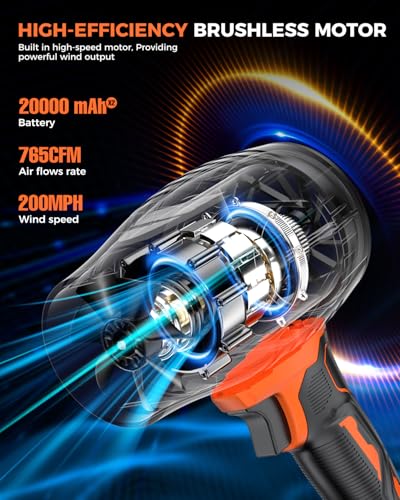 Leaf Blower Cordless with Battery and Charger,800,000 RPM,Extended Nozzle,Lightweight Handheld Design,Blower for Patio Cleaning,car Blowing Water,Blowing Leaves and Dust(Burnt Orange)
