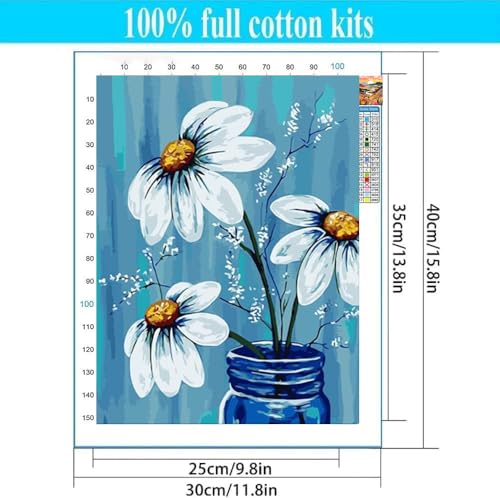 Image of 4 Pack Flower Stamped Cross Stitch Kits - Flower Embroidery Kits for Beginners Adults,11 CT Patterns Dimensions Counted Cross Stitch Kits Arts Craft Kits 12x16inch
