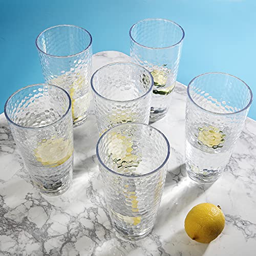 Kurala Unbreakable Plastic Tumbler Cups, Set Of 6, Large Water Tumbler Set, 25 Oz Highball Drinking Glasses (Clear) #TOP4