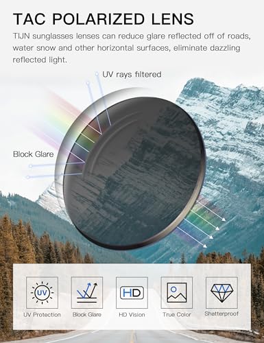 TIJN - Oval Polarized Sunglasses, Acetate Metal Frame, Modern Sun Glasses for Women Men, Melisha4