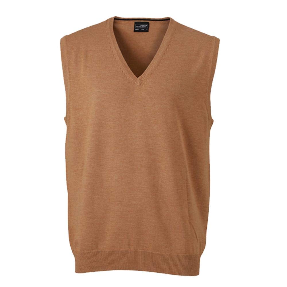 Klassischer Herren Baumwoll-Pullunder L,Camel