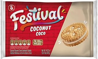Festival Coconut Cookies | Cream Coconut Sandwich Cookies | Natural Dyes & Low Sodium | High Cream Content | 14.22 Oz