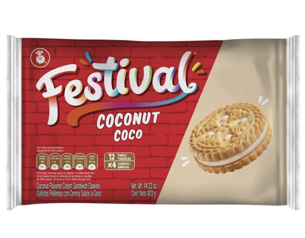 Festival Coconut Cookies | Galletas Rellenas de Coco | 14.22 oz