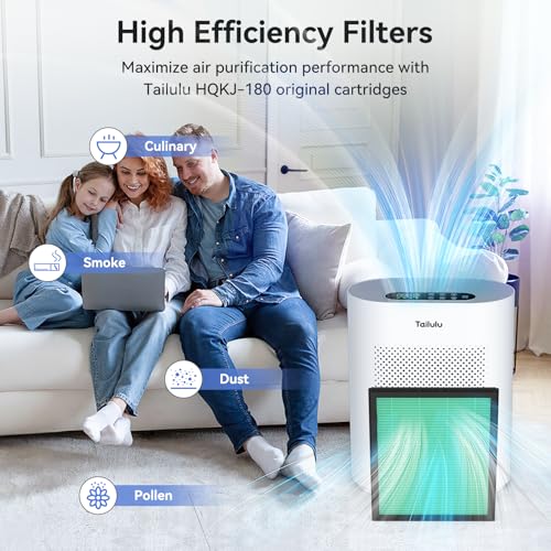 Image of Tailulu Air Purifier Filter for Tailulu HQKJ-180 Air Purifier, H14 Grade True HEPA for Large Room Filter Allergies Pollen Smoke Dust Pet Dander, HQKJ-180 Replacement Filter (Green 1Pack)