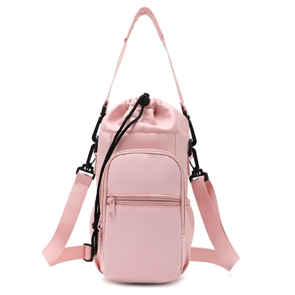 Crossbody, Adjustable Water Bottle Carrier with Phone Pocket, Hands-Free Leakproof Sleeve for Hiking, Travel, Walking, Fits 1 Litre Bottles(Pink)