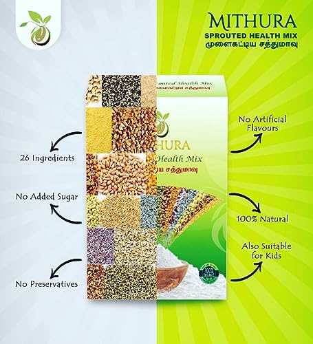 Image of Mithura Sprouted Health Mix 1kg (2 of 500gm) | High in Protein | 26 Natural Ingredients | No Preservatives | Zero Sugar | Boosts Immunity & Bone Strength | Sprouted Millets And Multigrain | Sathumaavu Nutrition Drink
