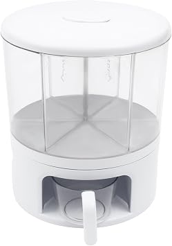 24lb Rice and Grain Storage Container,360 Rotating Grain Dispenser Sealed Grain Container Removable Partition Wall and Handle for Black Rice,Corn,Soybeans