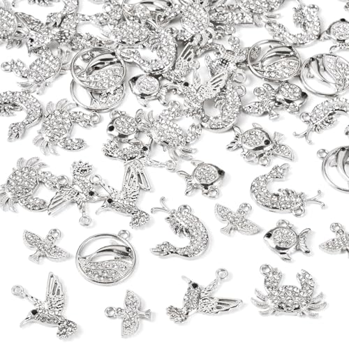 Pendentifs océan strassés avec mousqueton pour la fabrication de bijoux