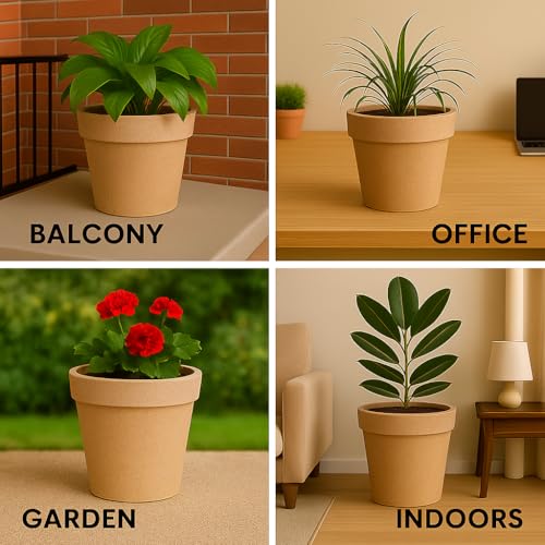 Image of Bigsmall Designed Plant Pots, Premium Durable Polymer Flower Pots for Indoor & Outdoor Plants - Lightweight, Stylish, and Weather-Resistant Garden Planters (Stemma-Sand Stone, 13 Inch)