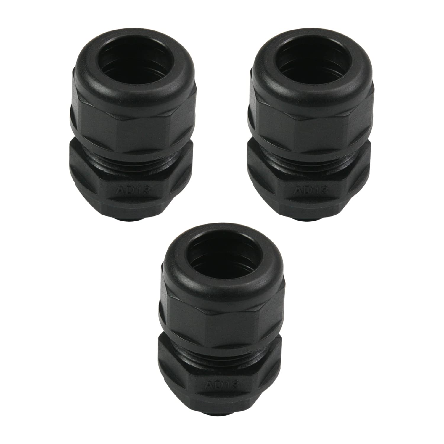 Juvielich 3Pcs Cable Gland Pipe Corrugated Tube Waterproof Joint AD13-M12 Adjustable Locknut Pipe Clamps Black-picture-15