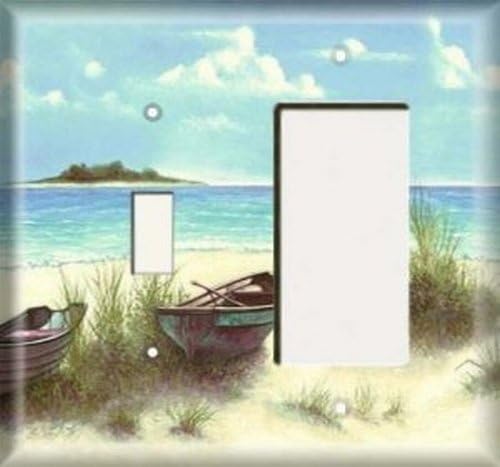 Here On Gilligan's Isle Decorative Combo Light Switch GFCI Outlet Cover - Single Toggle Single Decora Rocker Wall Plate