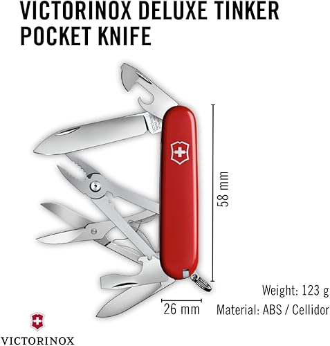 Vista 3 de Victorinox Swiss Army Multi-herramienta, cuchillo de bolsillo Tinker, rojo, 3.583 in