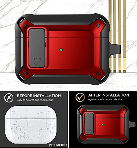 Image of Meyaar for AirPods Pro 3 Case, Clear Magnetic Automatic Lock Cases with Phone Stand with Keychain Case for Airpod Pro 3 for Men & Women (Lock Red)