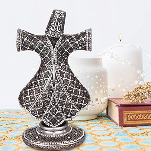 LaModaHome Decorative Whirling Dervish Design Islamic Gift in Silver Color for Home