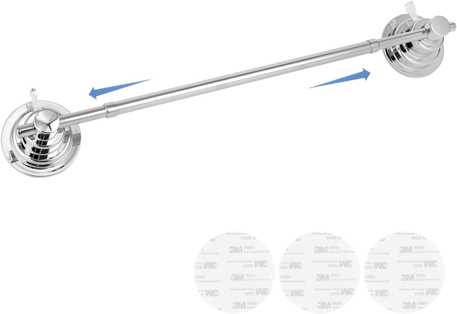 Suction Cup Double Towel Bar Adjustable 13"-25", Bath Sheet Rack Stainless Steel for Glass Shower, Powerful Vacuum Towel Holder for Bathroom, Kitchen, RV, and Renters