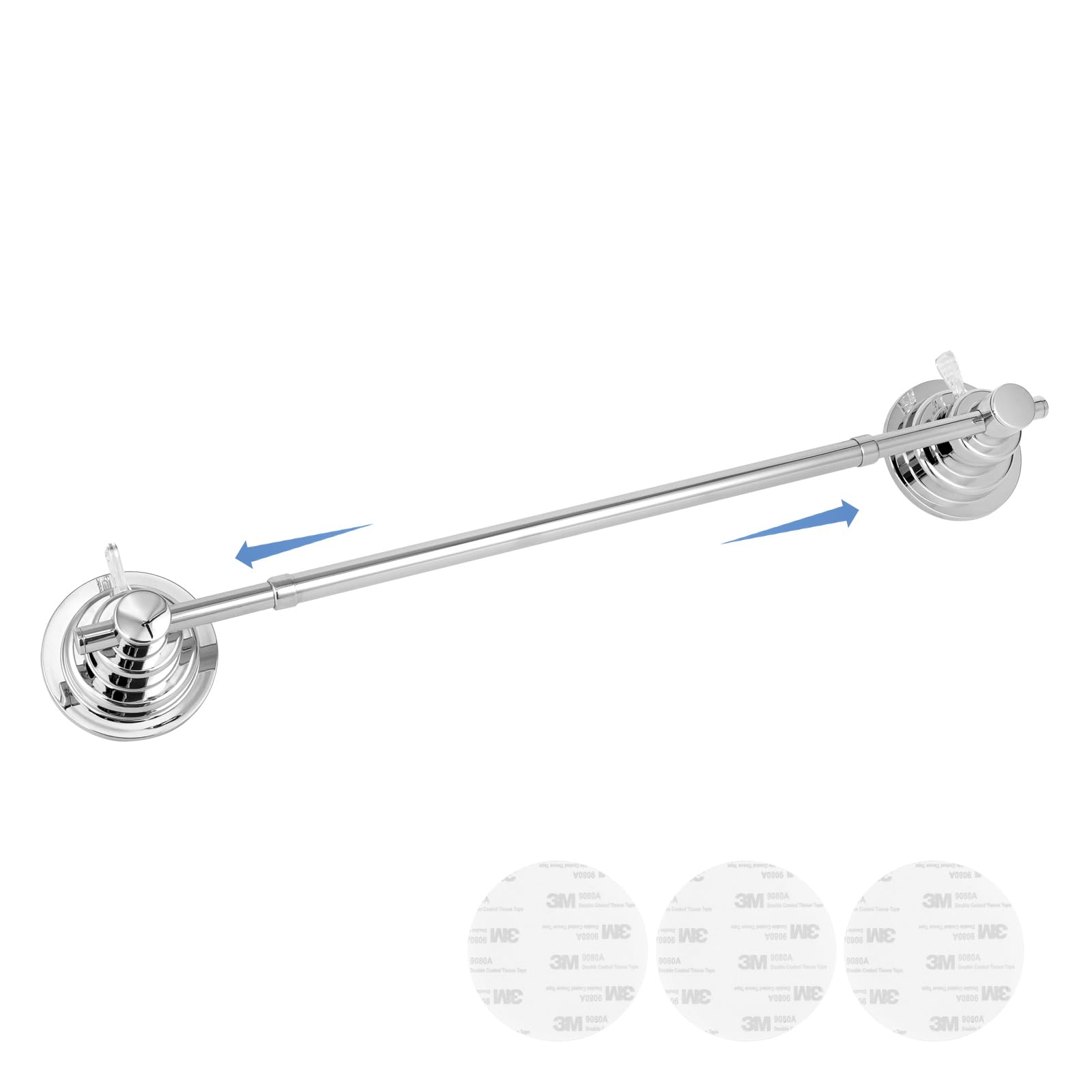 Suction Cup Towel Bar for Shower, 15.75''-25.6'' Adjustable Stainless Steel Towel Holder, Heavy Duty Suction Towel Rack with Powerful Vacuum
