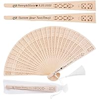 50 Piezas Abanicos de Madera Personalizados Abanicos Plegables