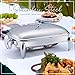 3 QT Chafing Dish Buffet Set | Food Warmers for Parties Buffet, Oven Safe Glass Serving Dish with Stainless Steel Base and Cover