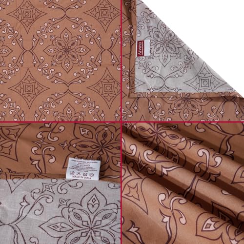 Image of Arvind Bedsheet Set - 100% Cotton Bedsheet for Double Bed (1 Queen Size Bedsheet with 2 Pillow Covers) Soft Breathable, 144 Thread Count - Slumber -(21022-A)